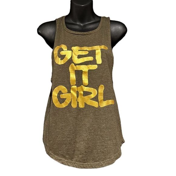 Series-8 “Get It Girl” Green & Gold Workout Tank Top Women’s Medium - Picture 1 of 3
